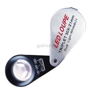Mini 10x Loupe Bijoutier Optique Glass Eye Triplet Lens 6 LED Lumière 