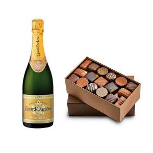 CHAMPAGNE Assortiment de chocolats et Champagne Canard Duchê