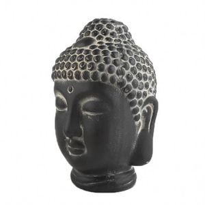 STATUE - STATUETTE TETE de BOUDDHA DECO - Teinte Noire - H. 20 cm