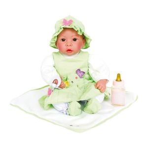 POUPON Poupée bébé Catherine - Robe verte avec chapeau et doudou assortis