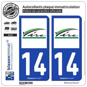 2 Stickers autocollants plaque d/'immatriculation auto14 Calvados Tourisme