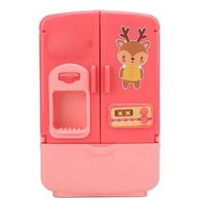 RHNE Simulation Double-Porte Amusant réfrigérateur Cuisine Jouet Intelligent Meubles pour Enfants avec Cuisine Jouet Ensemble Accessoires Rose