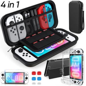 HOUSSE DE TRANSPORT Etui pour Nintendo Switch OLED, Protection Housse + Coque Transparente + Protection écran Switch OLED + 6 Thumb Grip