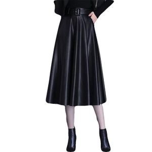 Jupe plissée store cuir noir