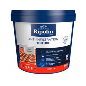 PEINTURE - VERNIS RIPOLIN - Ripolin Revêtement Anti-Infiltrations Toiture - Couleur:Gris ciment Conditionnement:4L