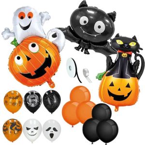 BALLON DÉCORATIF  Springos® Ensemble de Décoration Halloween Ballons Esprit Citrouille Chat Noir 14 Pièces