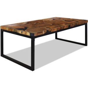 TABLE BASSE vidaXL Table basse Teck Résine 110 x 60 x 40 cm