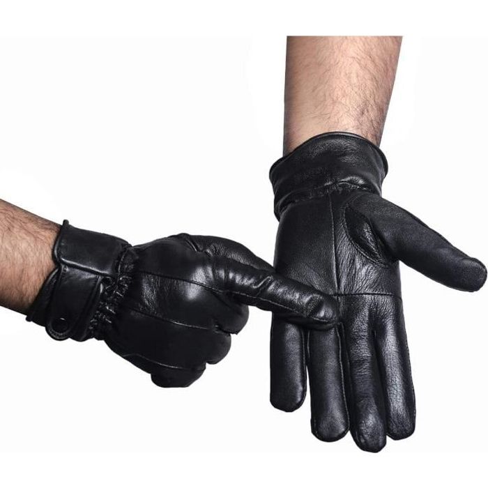 Gants en cuir PU homme noir,PROCHOSEN Hiver Chauds Mitaines Tactile  Cachemire Doublure Gants pour la conduite Cyclisme à l'extérieur -  Cdiscount Auto