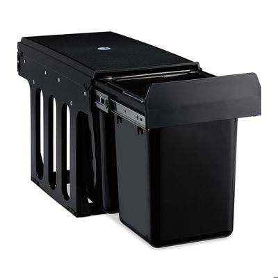 Poubelle De Cuisine 30L Relaxdays - Acier Inox, Pédale, Seau Amovible, Anti-traces - Noire