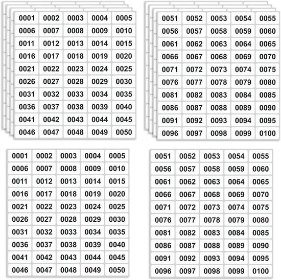 Lot De 40 Autocollants Numérotés Dorés - 10 X 5 Cm - En