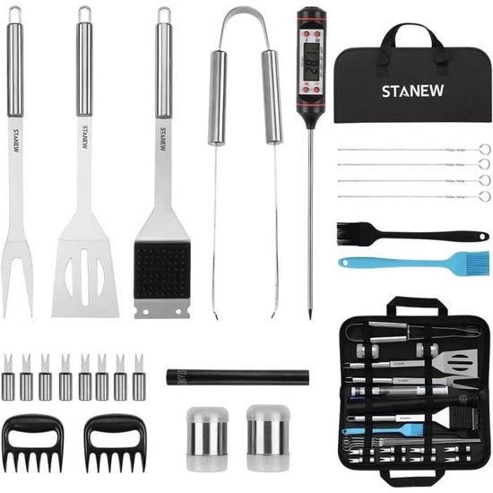 Barbecue Ustensiles Lot De 20 Accessoires De Barbecue De Qualité Supérieure Avec Étui Portable, Outils De Barbecue Outil Barbecue
