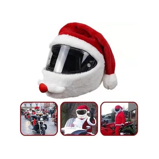 Housse Casque Moto Pere Noel Housse De Casque Moto Peluche, Couvre-Casque De Moto Du Père Noël, Protection De Casque Contre Pere Noel Moto