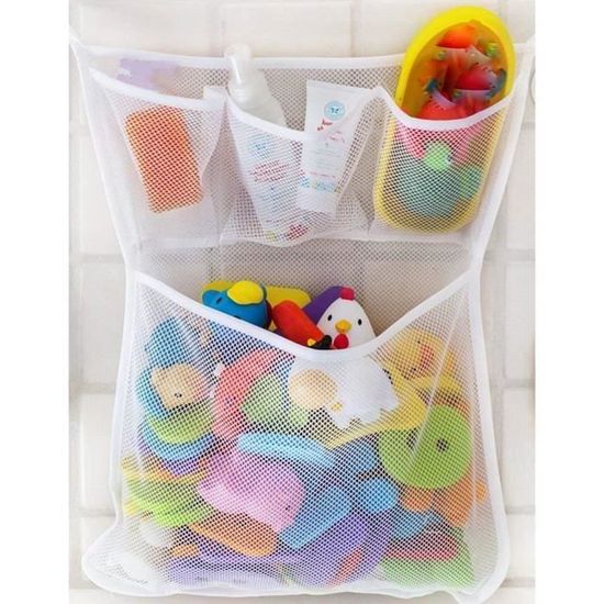 Filet Jouet Bain Bébé - Sac Rangement Jouets Bain Avec 3 Compartiments, Organisateur Porte-Jouets Pour Baignoire