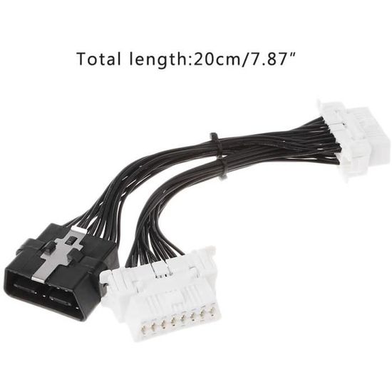 Câble Répartiteur OBD2 Y - 1 Mâle Vers 2 Femelles - Connecteur J1962 16 Broches - Marque Uxcell - Neuf