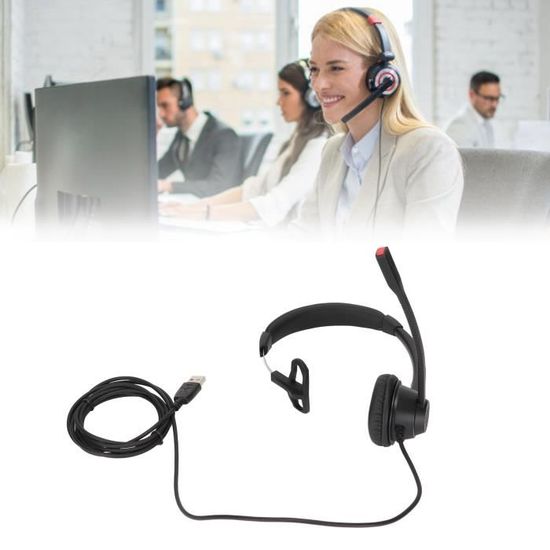 MAIRDI Casque Téléphonique Antibruit RJ9 + 3.5mm – Pour Yealink, PC, Mobile, Idéal Call Center & Bureau