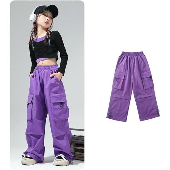 Pantalon Cargo Fille Ado 7-12 Ans - Taille élastique - Style Baggy - Confortable Et Tendance - 100% Coton