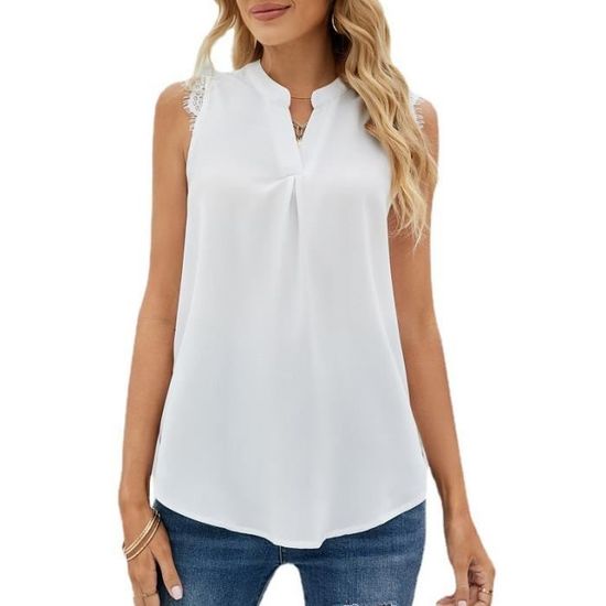 Chemise blanche imprimée sans manche