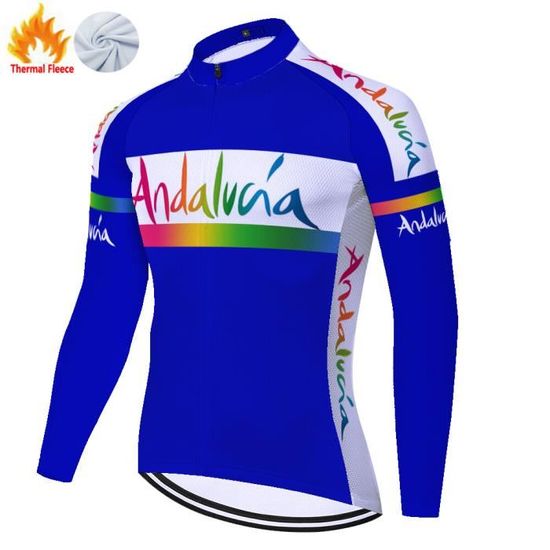 Tenue Cyclisme Hiver Homme – Maillot Manches Longues Polaire Thermique + Cuissard Gel 19D – Coupe-Vent & Confort Extrême