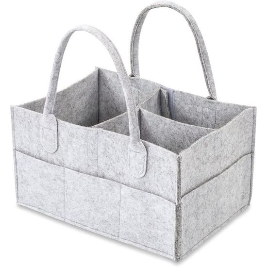 Panier De Rangement à Langer Panier De Rangement A Langer Panier Rangement Bébé Gris - Compartiments Amovibles - Pour Couches, Lingettes - Table à Langer Portable Sac Langer Bébé Panier Bain Bébé Pliable