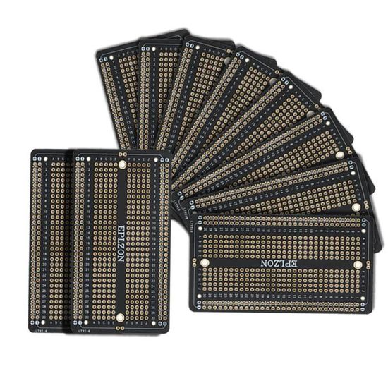 EPLZON Lot De 6 Mini PCB Prototypage Soudable Double Face Plaqué Or 2x1.5 Pouces - Idéal Arduino, DIY Électronique Multicolore
