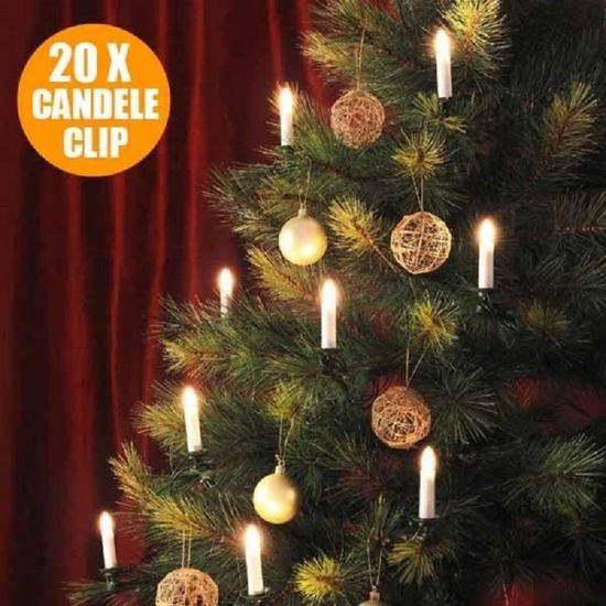 Candela a forma di Albero decorativa in cera con Glitter color Bianco