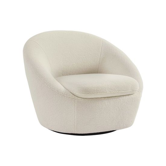 fauteuil bouclette pivotant Churchill - 76 x 80 x 74 cm - Blanc - Habitat et jardin fauteuil bouclette pivotant Churchill - 76 x 80 x 74 cm - Blanc - Habitat et jardin
