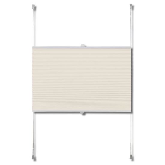 Store Plissé K-home "Como" - Crème, 40 X 130 Cm, Protection Lumière, Fixation Velcro, Réglable En Continu