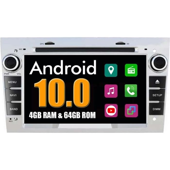 Autoradio Bluetooth GPS Navigation pour Opel Astra Zafira Vectra Combo Antara Vivaro Meriva Corsa Android Stéréo DVD ( Argent )