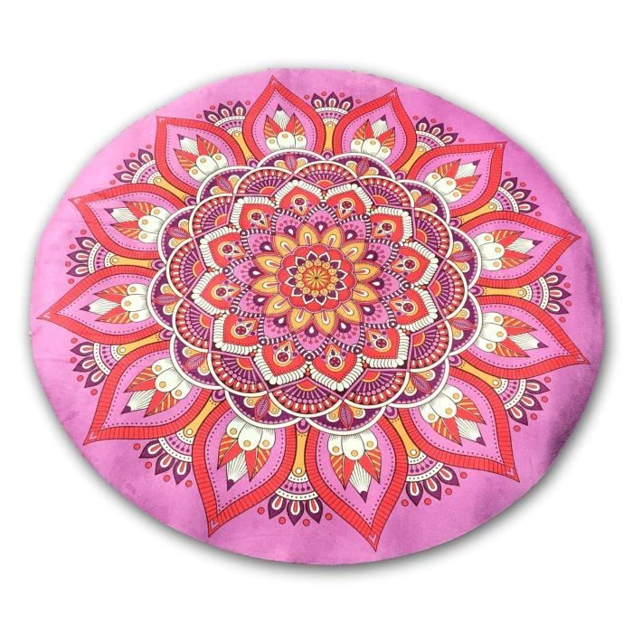 Tapis de méditation rond mandala rose Rose