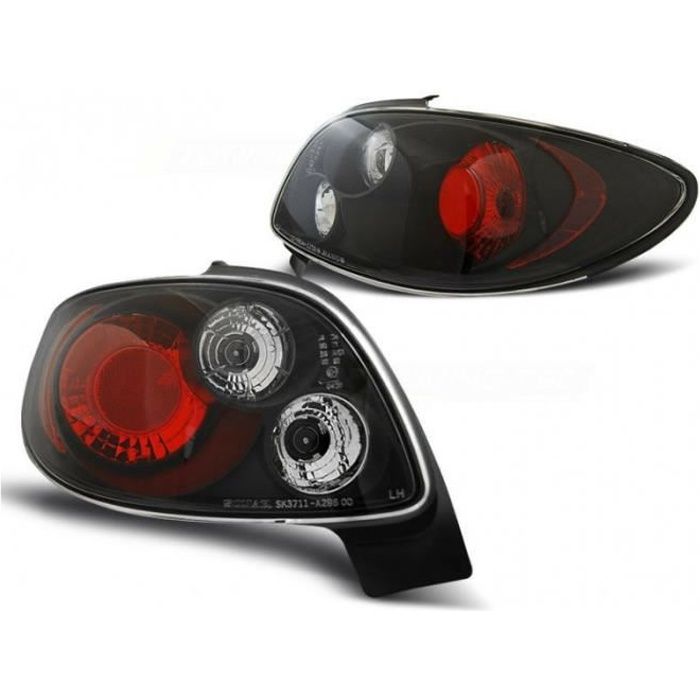 Paire de Feux arrieres Peugeot 206 Berline de 1998 a 2005 Noir. PG110036