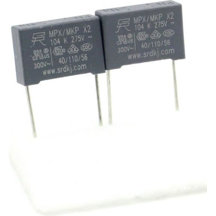 2x Condensateurs MPX MPK X2 104K 100nf P:15mm 275V - 229con507