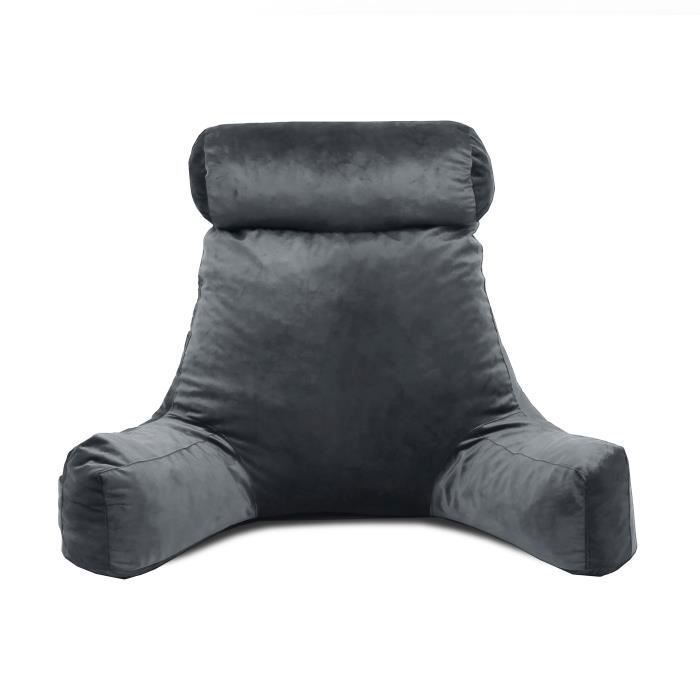 Coussin De Lecture avec Mousse Déchiquetée, Idéal pour Lire, Utilisable comme Oreiller Traversin (Gris)