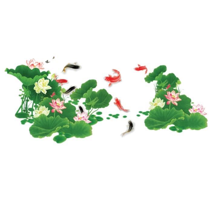 1 PC Non-toxique Peel and Stick DIY Creative Amovible Lotus Pond Wall Sticker Art Papier Peint Stickers Muraux