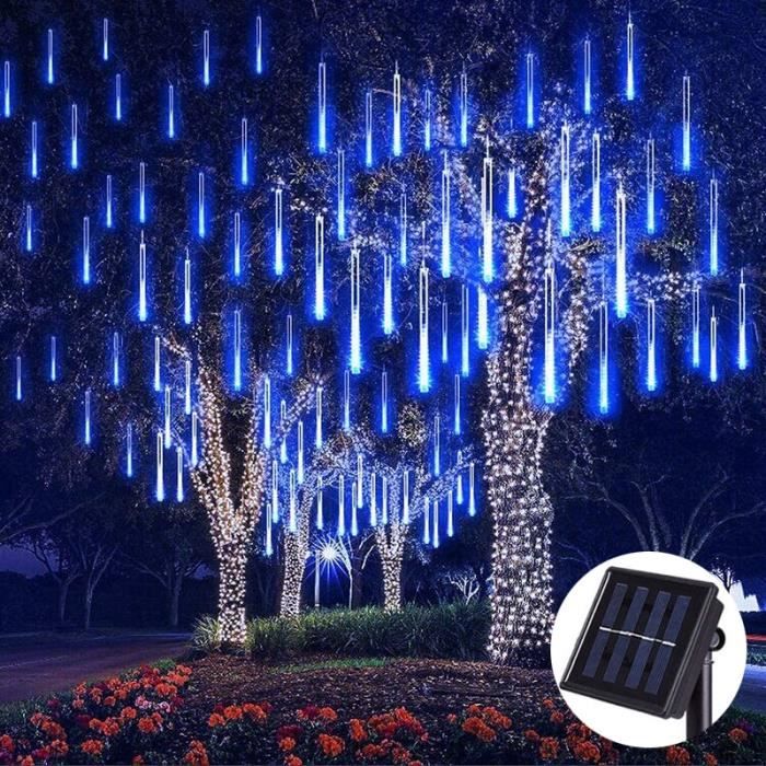 Guirlandes lumineuses pluie de météores LED solaire étanche, 8 Tubes, 144 LED, décoration de noël et de mari Warm White -AOAE15515
