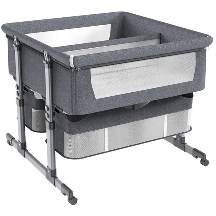 Zatnec Lit Cododo Bébé 2 en 1 Berceau Cododo Bébé Lit D'Appoint Inclinaison Et Hauteur Réglables avec Matelas,pour 0-24 Mois404