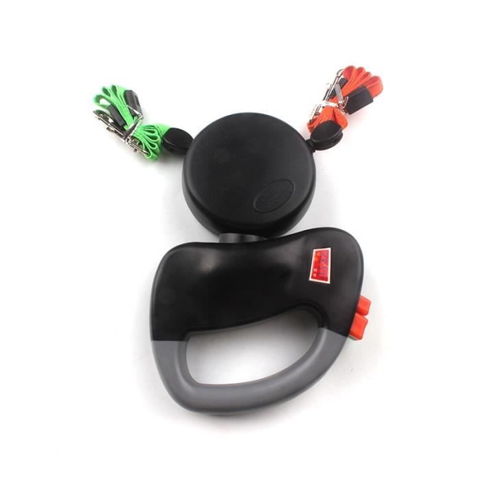 Laisses Colliers,Roulette pour chiens Pitbull 2 en 1 Double, rétractable, Flexible, berger - Type black3m-3 M(Less than 22 Kg)