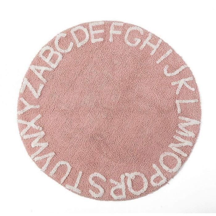 Tapis d'éveil,Abc Alphabet enfants rampant tapis de jeu Super doux tricot éducatif lavable petits tapis rond 120CM - Type Pink