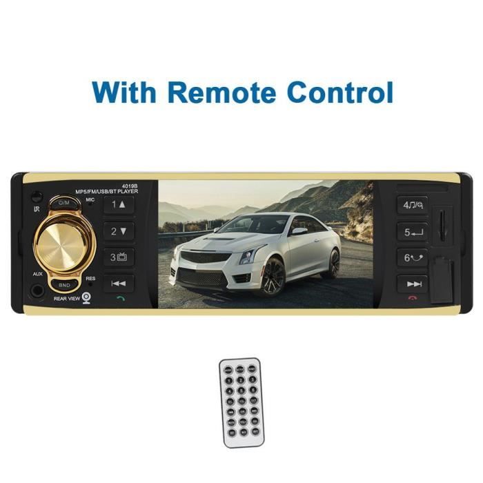 4019B 4.1 pouce 1 un Din Autoradio Audio stéréo AUX FM Radio Station Bluetooth Autoradio Support caméra de recul - Type 02