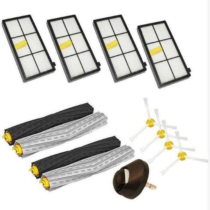 Kit De Pour iRobot Roomba 800(870 880 980) volant + Extractor Brosse + 4 Filtres HEPA + Brosse Latérale Remplacement
