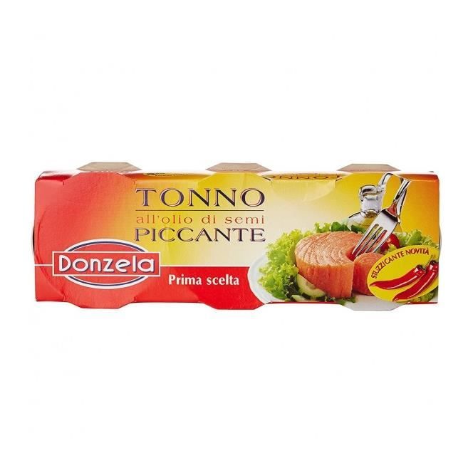 THON ÉPICÉ DONZELA À L'HUILE DE GRAINES GR 80 X 3 PIÈCES
