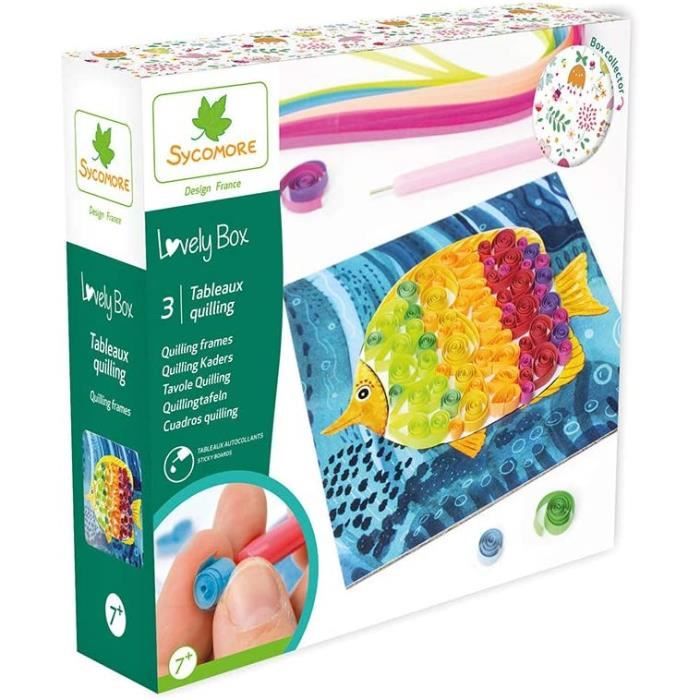 TABLEAU ENFANTKit de loisir creacuteatif enfant Quilling 3 tableaux DIY Lovely Box Collector Degraves 7 ans Sycomore CRE1124