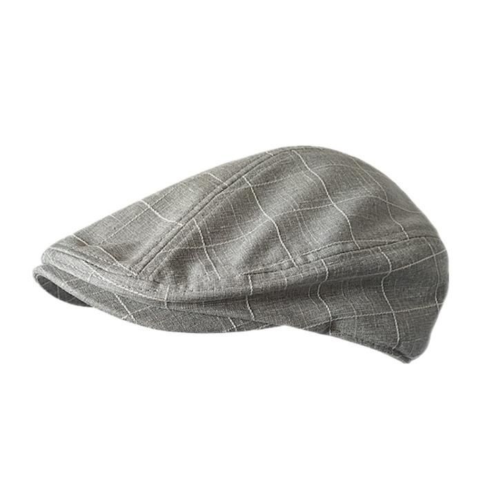 BUTTERMERE casquette plate pour hommes, en coton à carreaux, casquettes de conduite, Vintage, gris c Light Grey XL above 60 cm