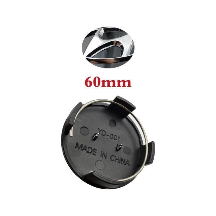 Moyeux de roue,Centre de roue de voiture, noir-argent, 60mm, 4 pièces-lot, cache-moyeu, emblème de jante, pour HYUNDAI-Type Black -A