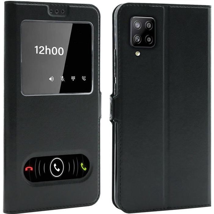 Coque pour Samsung Galaxy A42 5G, Housse Etui pour Samsung Galaxy A42 5G Protection double FENETRES - Noir