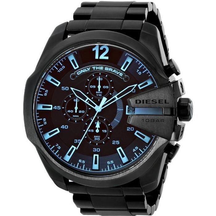 Montre Diesel Homme DZ4318 Chief Series Noir Stainless Steel Watch - Bracelet en acier inoxydable - à quartz montre