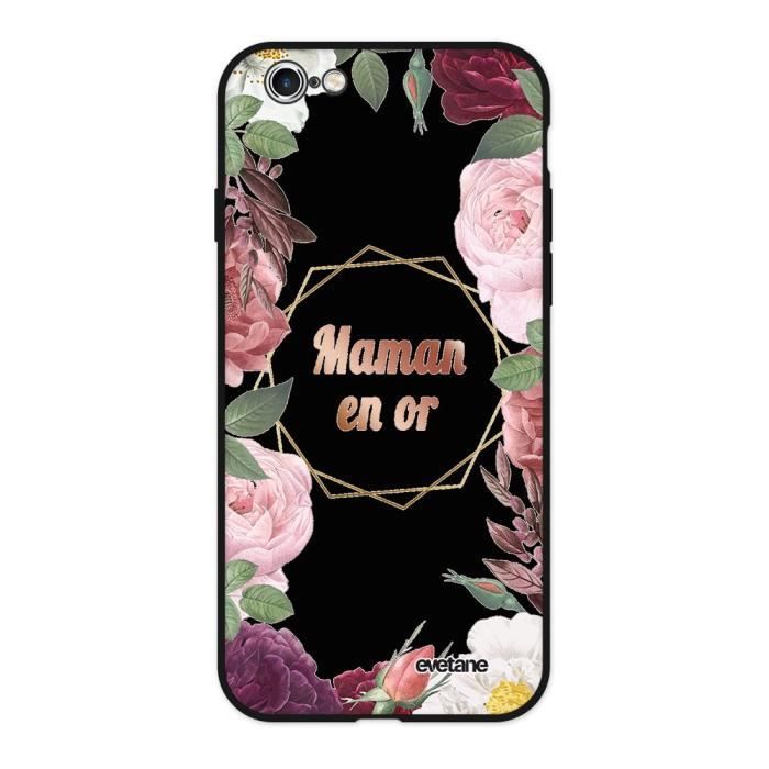 Coque pour iPhone 6/6S Silicone Liquide Douce noir Coeur Maman D'amour Ecriture Tendance et Design Evetane