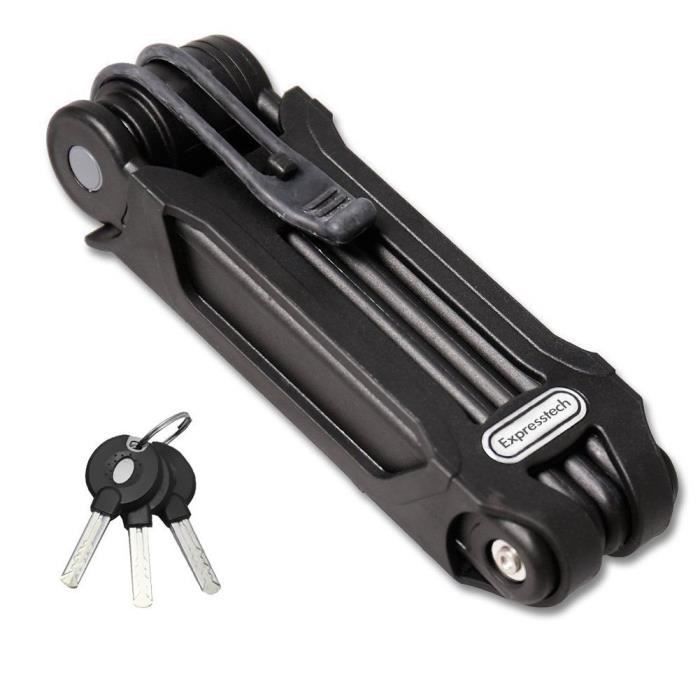 Serrure pliante de vélo Cadenas Antivol Acier Verrou de Sécurité avec 3 clés