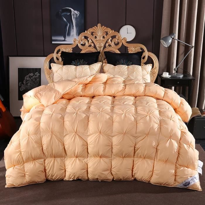 3KG Couette180*220cm D'or Belle Literie : couette en plume de 95 d'oie