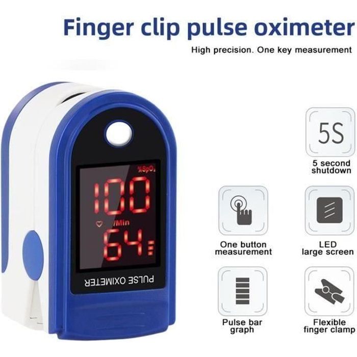 Oxymètre de pouls au doigt portable, saturation en oxygène sanguin pour Fitness Sports extrêmes-bleu