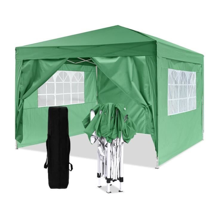 Tonnelle de réception pliante auvent avec sac de transport 300 x 300 x 260 cm -Vert